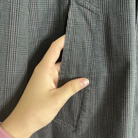 London Fog Trench Coat Men 38 Gray Clipper Mill Plaid Alpaca Fur Lined Placket - Picture 4 of 14